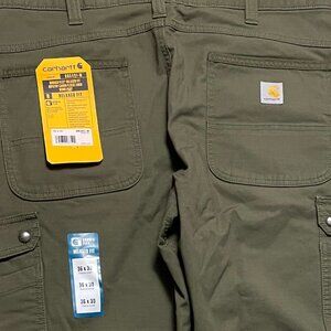 Rugged Flex Relaxed Fit Ripstop Cargo Fleece Lined Work Pant, Green, 36x30